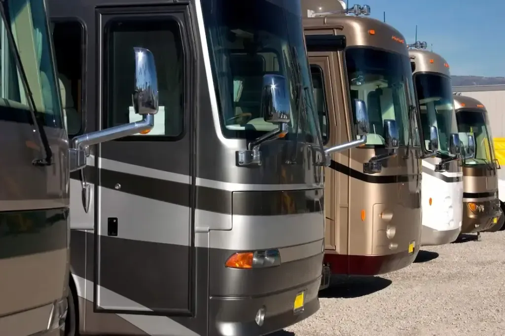 RVs in a parking storage